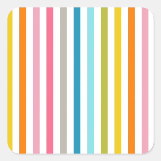 Adesivo Quadrado Tiras Coloridas Modernas do Arco-Íris (Frente)