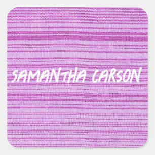 Adesivo Quadrado Tiras cor-de-rosa com nome personalizado