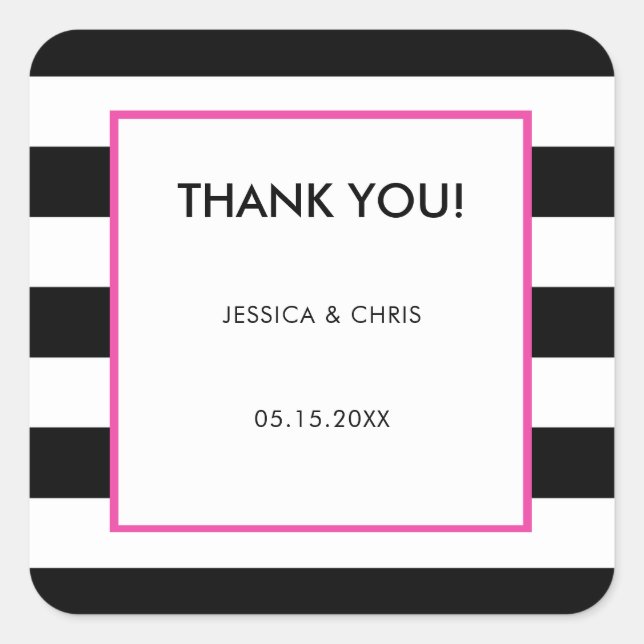 Adesivo Quadrado Tiras Cor-de-rosa-quente preto preto-escuro Elegan (Frente)