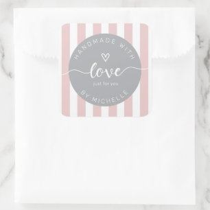 Adesivo Quadrado Tiras Modernas Feitas À Mão Com Monograma De Amor