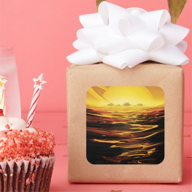 Adesivo Quadrado Titã maior lua do planeta Saturno (Festa)