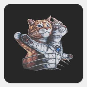 Adesivo Quadrado Titanic Gata Camisa Engraçada, Camisa de Homens