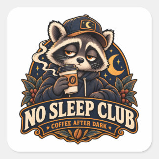 Adesivo Quadrado Título: Clube Sem Sono Café Depois do Anoitecer Gu