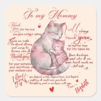 Adesivo Quadrado To My Mommy Emotional Mother's Day Message 