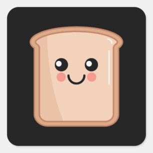 Adesivo Quadrado Toast Kawaii Comida Art