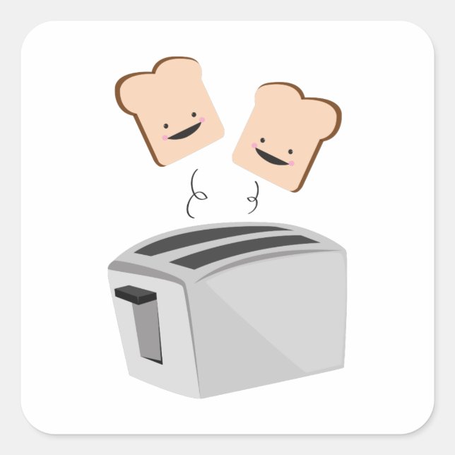 Adesivo Quadrado Toaster Feliz (Frente)