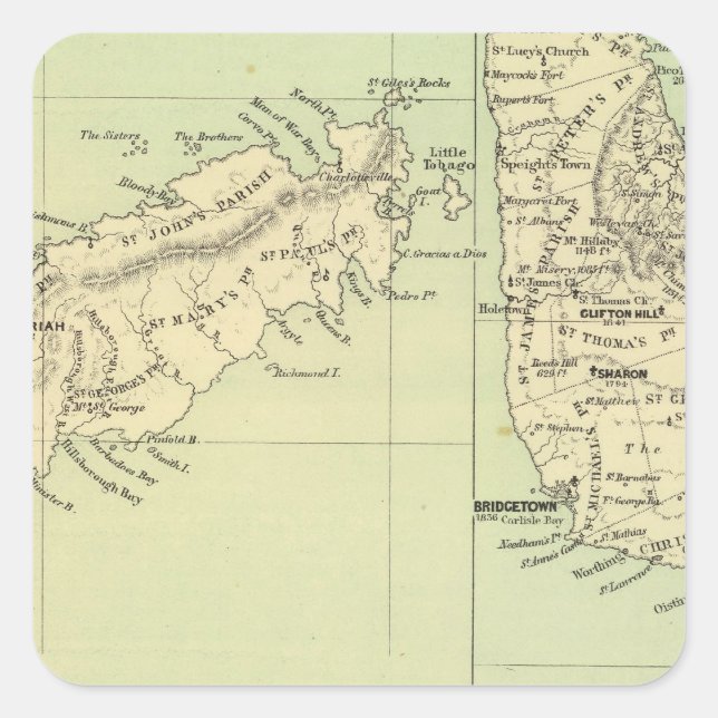 Adesivo Quadrado Tobago Barbados (Frente)