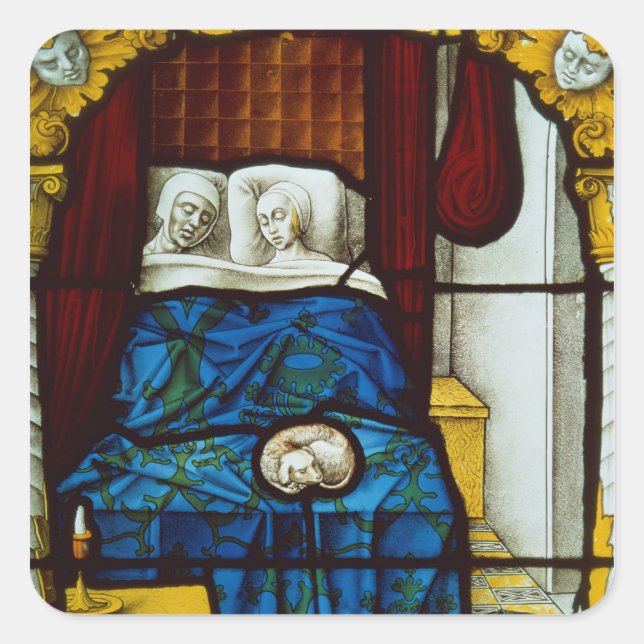 Adesivo Quadrado Tobias e Sarah na cama (Frente)