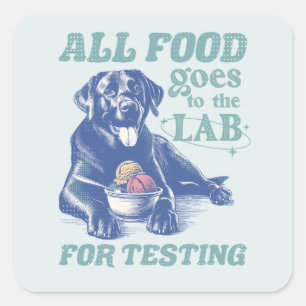 Adesivo Quadrado Toda a Comida vai para o laboratório preto para o