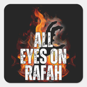 Adesivo Quadrado TODOS OS OLHOS NA RAFAH - Rafah Gaza Massacre na P