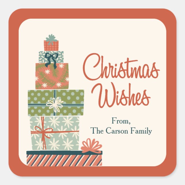 Adesivo Quadrado Todos Os Presentes De Natal Embalados (Frente)