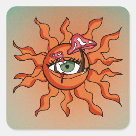 Adesivo Quadrado Todos os Raios de Cogumelo Vendo Sol