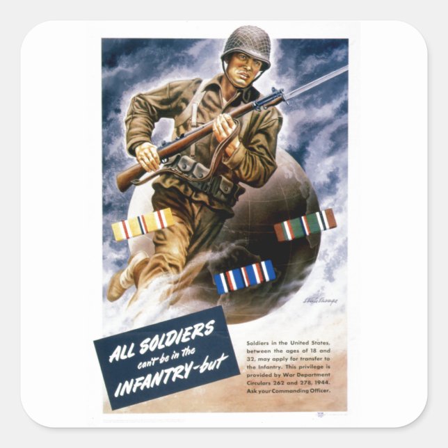 Adesivo Quadrado Todos os Soldados não podem estar na Infantaria (Frente)