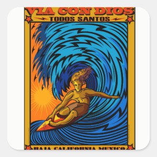 ADESIVO QUADRADO TODOS SANTOS SURFANDO BAJA MÉXICO