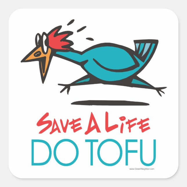 Adesivo Quadrado Tofu Vegan Vegetarian (Frente)