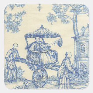Adesivo Quadrado Toile azul chinês