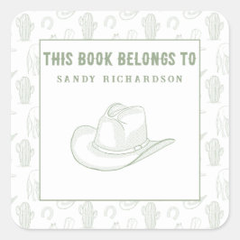 Adesivo Quadrado Toile de Jouy Green Cowboy - Bookplate