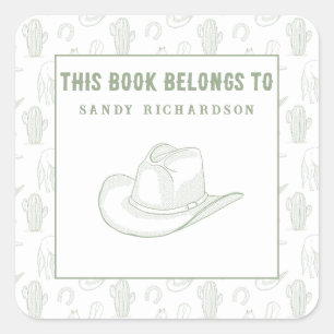 Adesivo Quadrado Toile de Jouy Green Cowboy - Bookplate