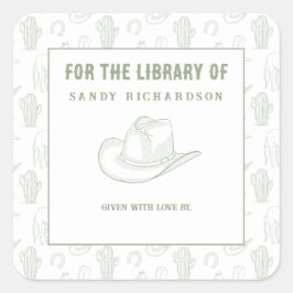 Adesivo Quadrado Toile de Jouy Green Cowboy - Pela biblioteca de