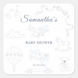 Adesivo Quadrado Toile de Jouy Nursery Baby Shower