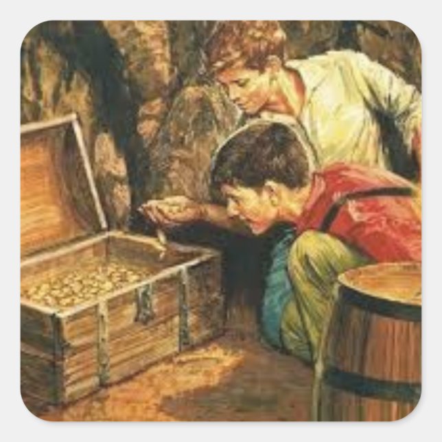 Adesivo Quadrado Tom e Huck encontram tesouro (Frente)