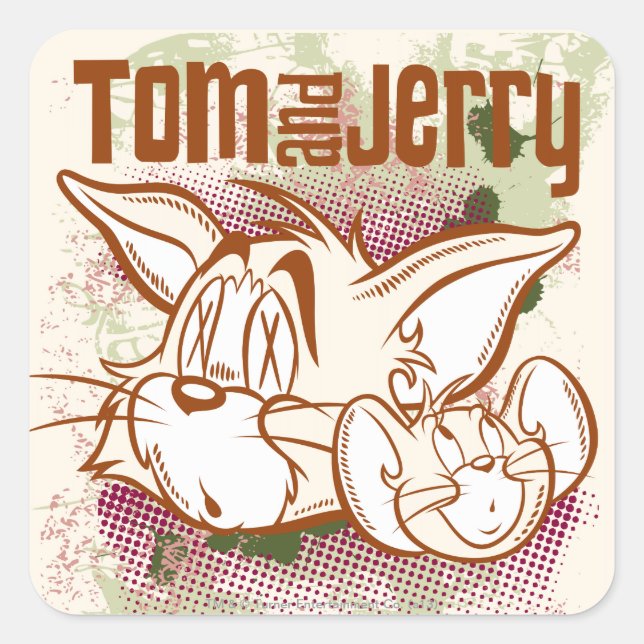 Adesivo Quadrado Tom e Jerry Brown e Green (Frente)