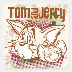 Adesivo Quadrado Tom e Jerry Brown e verde