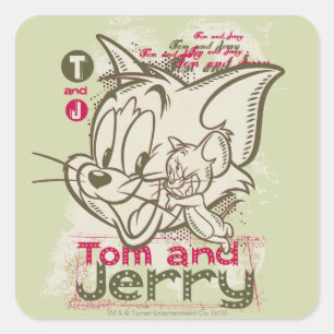 Adesivo Quadrado Tom e Jerry Rosa e Verde