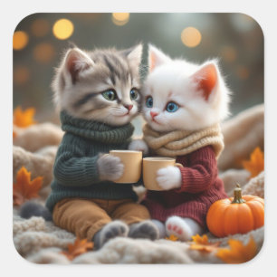 Adesivo Quadrado Tom & Luna – Abraço Aconchegante de Abóbora