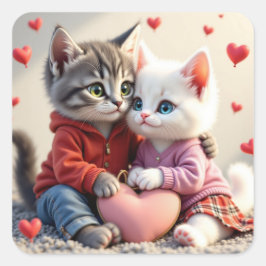 Adesivo Quadrado Tom & Luna Valentine Sticker |  Cat Stickers