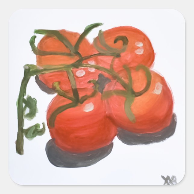 Adesivo Quadrado Tomates vermelhos na vinha (Frente)