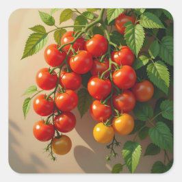 Adesivo Quadrado Tomato Plant Gardening Themed Summer Vibes