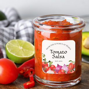 Adesivo Quadrado Tomato Salsa Canning Homemade