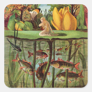 Adesivo Quadrado Tommelise muito desolado na folha do lírio de