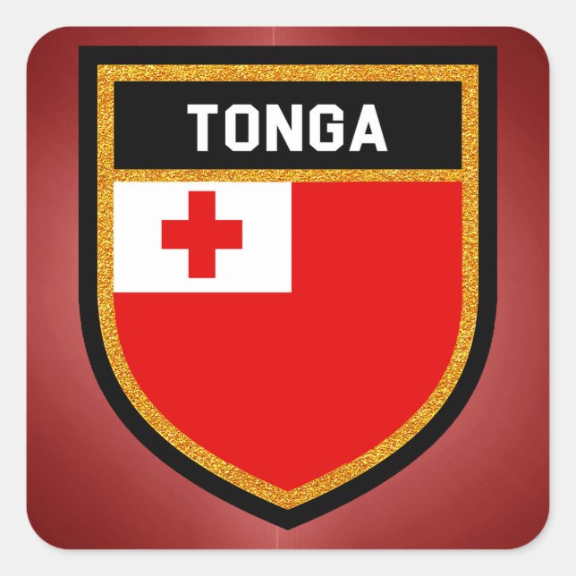Adesivo Quadrado Tonga Flag (Frente)