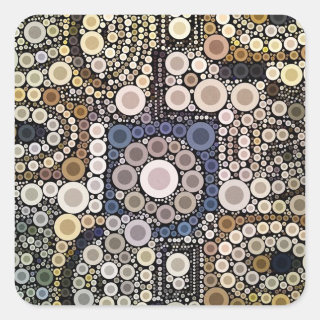 Adesivo Quadrado Tons da Terra Círculos Concentrados Padrão Mosaico (Frente)