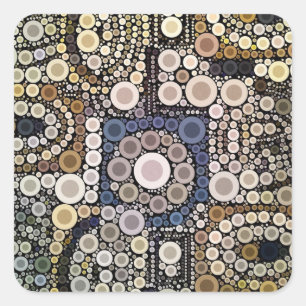 Adesivo Quadrado Tons da Terra Círculos Concentrados Padrão Mosaico