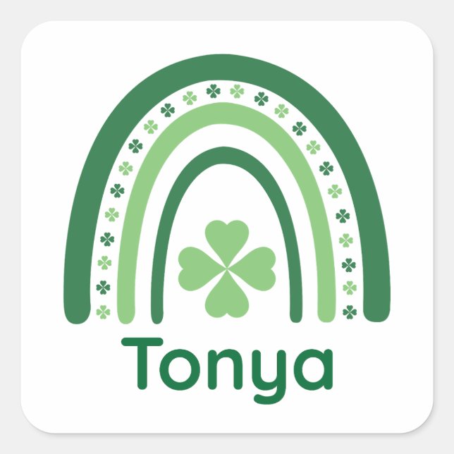 Adesivo Quadrado Tonya Nome Clover Boho Rainbow (Frente)