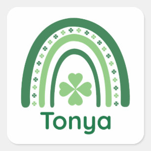 Adesivo Quadrado Tonya Nome Clover Boho Rainbow