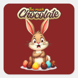 Adesivo Quadrado Too Much Chocolate – Funny Easter - Autocolante