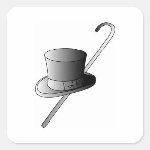 Adesivo Quadrado Top Hat e Cane