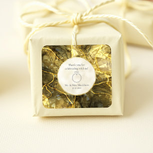 Adesivo Quadrado Tópazio Preto Dourado Pedra Ilusão Casamento