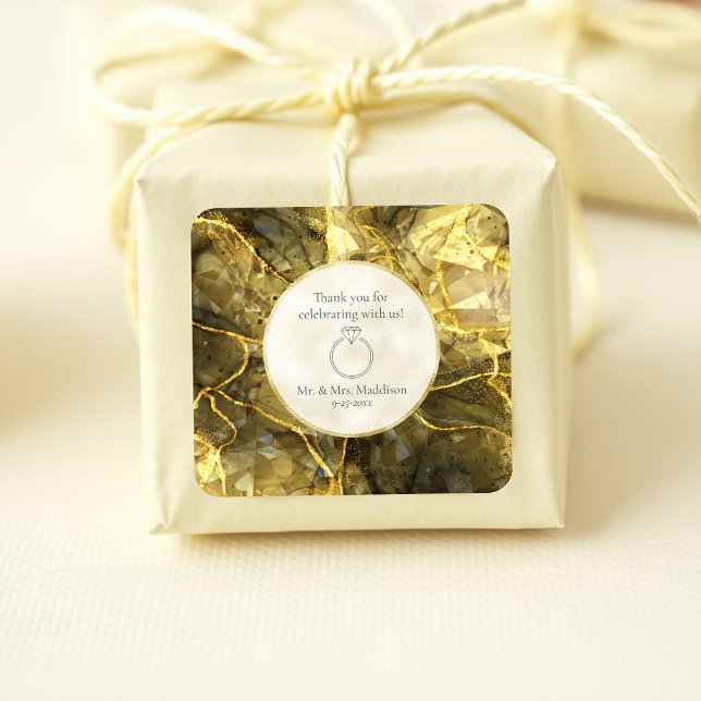 Adesivo Quadrado Tópazio Preto Dourado Pedra Ilusão Casamento (Criador carregado)