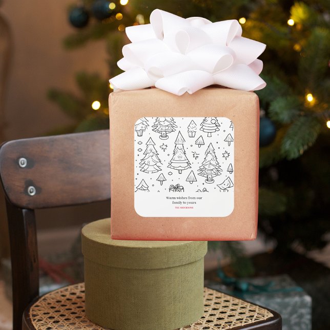 Adesivo Quadrado Tópico De Coloração Do Natal (Criador carregado)