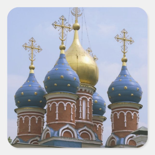 Adesivo Quadrado Topo da Igreja Ortodoxa Russa na Rússia (Frente)