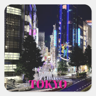 Adesivo Quadrado Tóquio Japão Luzes de Neon à Noite