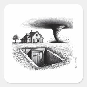 Adesivo Quadrado Tornado House Cellar com Cruz