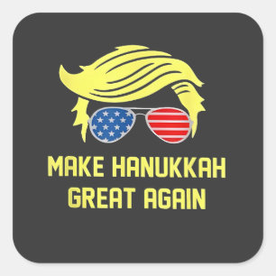 Adesivo Quadrado Torne o Excelente Chanucá novamente judeu trump
