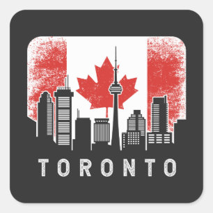 Adesivo Quadrado Toronto Canada Skyline Vintage Flag