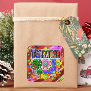 Adesivo Quadrado Torrance Tropical Friends Sticker